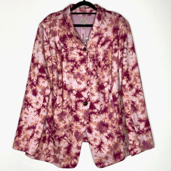 LOGO Lori Goldstein Julia Tie Dye Ponte Knit Blazer Women's Plus Size 2X - Picture 1 of 7